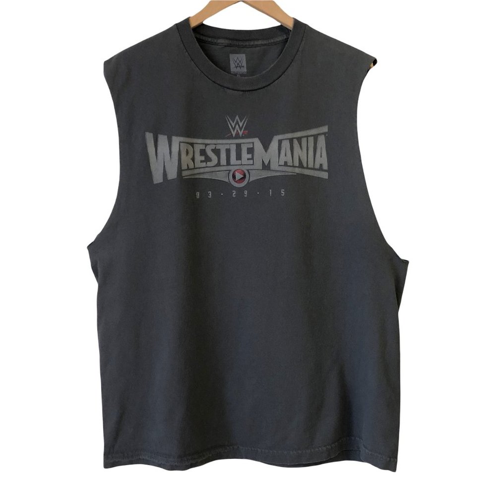 WWE Wrestlemania 2015 cutoff muscle tank top XL grey